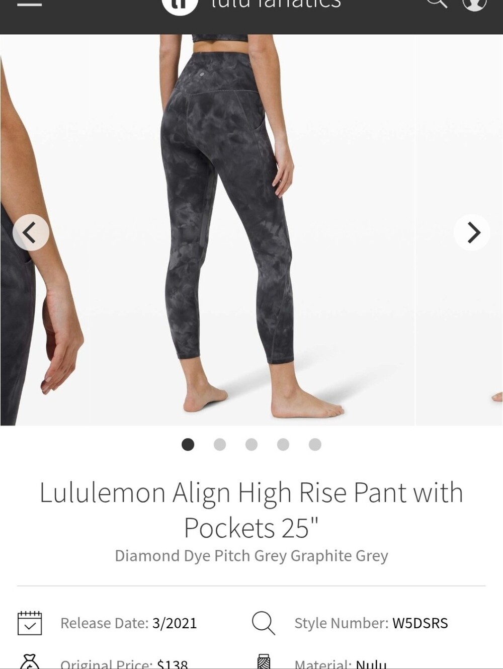 Lululemon Black Tie-Dye Leggings